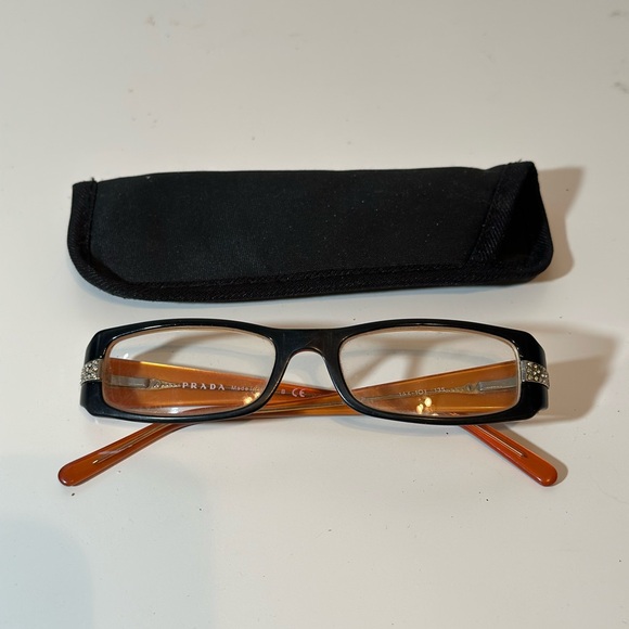 Prada VPR221 Black and Brown Glasses Frames Only Size 51-16-135 - Picture 1 of 6